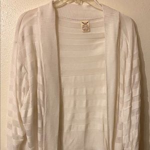 Cardigan/Overlay—Sheer White/Striped